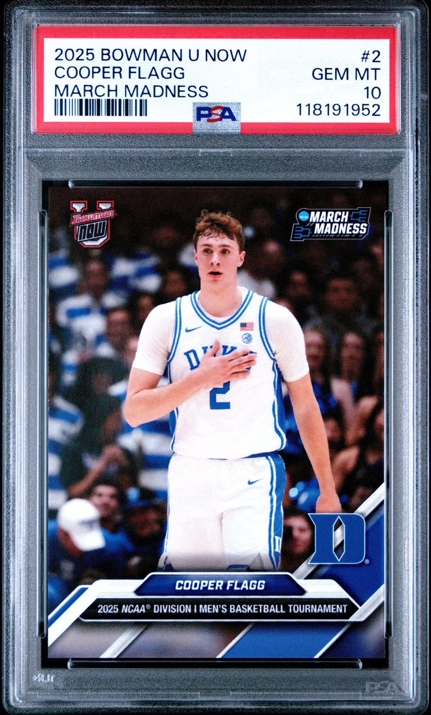 2025 BOWMAN U NOW MARCH MADNESS COOPER FLAGG #2 PSA 10 - Image 2