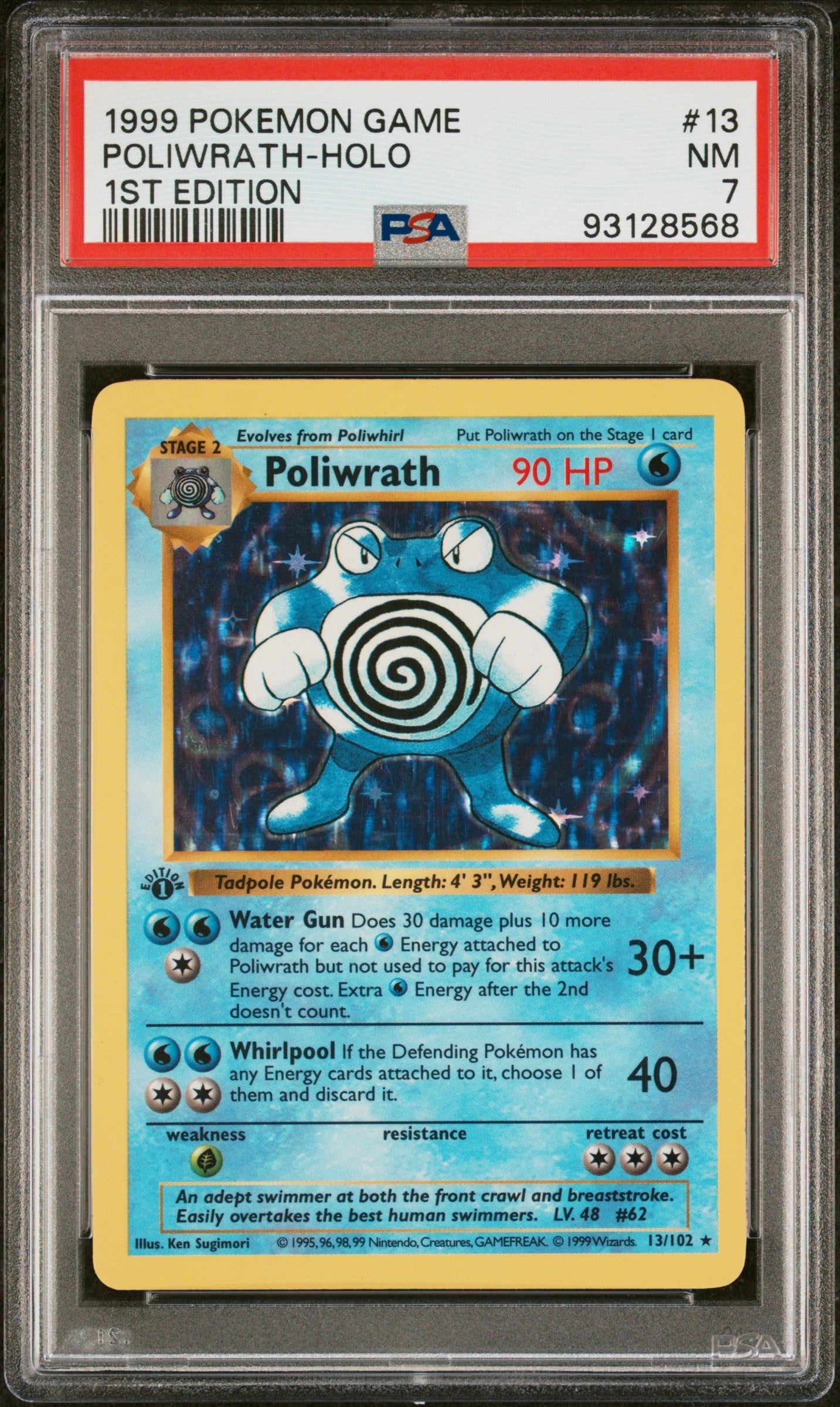 1999 POKEMON GAME POLIWRATH-HOLO #13 PSA 7 - Image 2