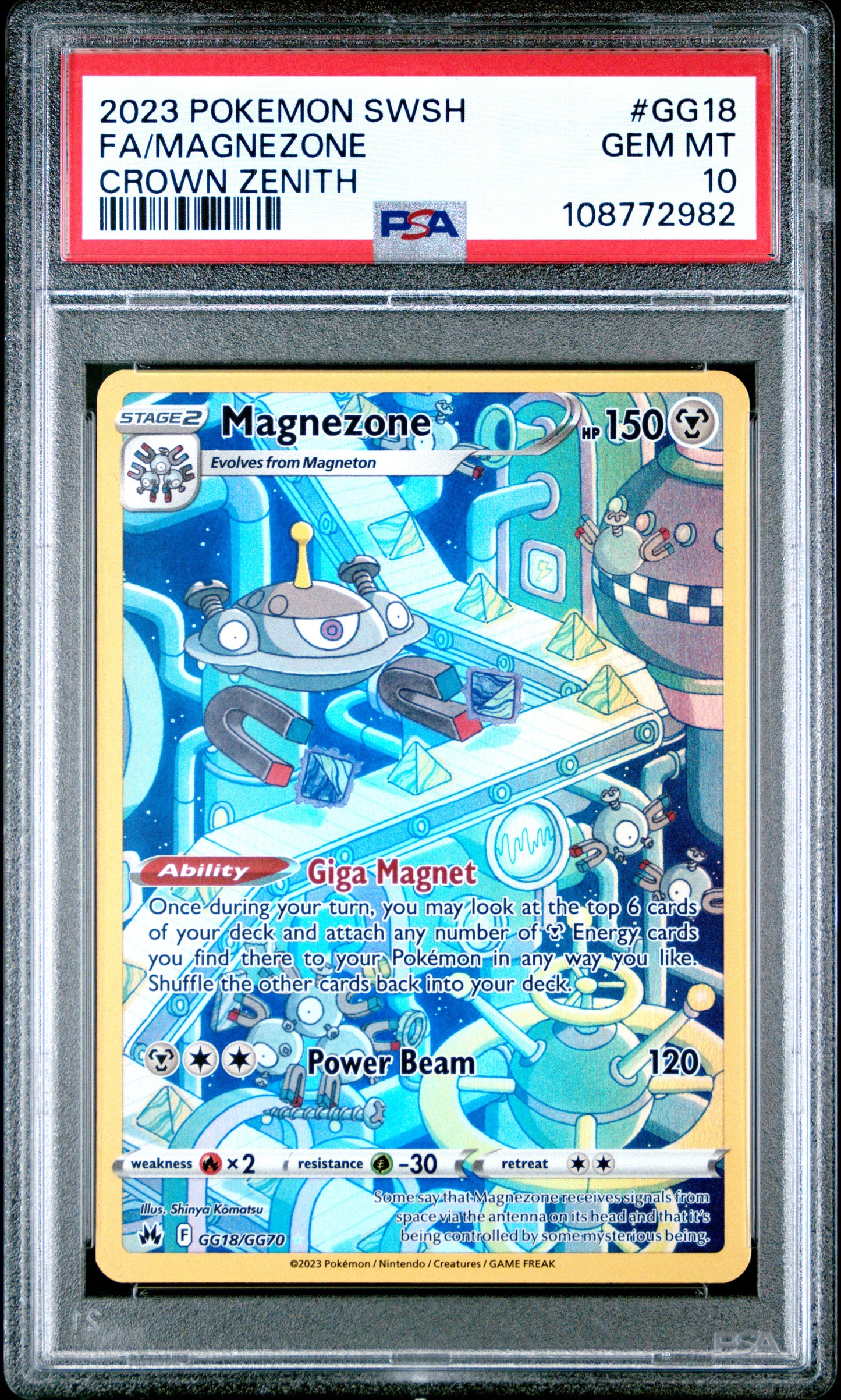 2023 POKEMON SWORD AND SHIELD CROWN ZENITH FA/MAGNEZONE #GG18 PSA 10 - Image 2