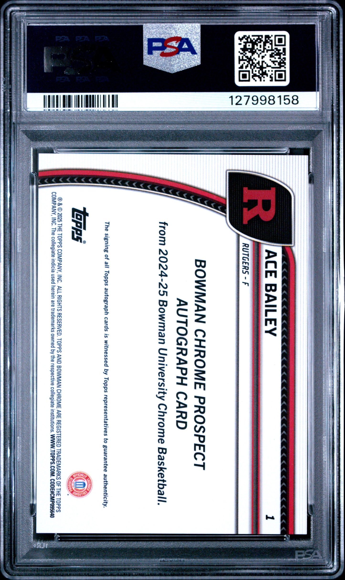 2024 BOWMAN CHROME UNIVERSITY ACE BAILEY #1 PSA 10 - Image 1
