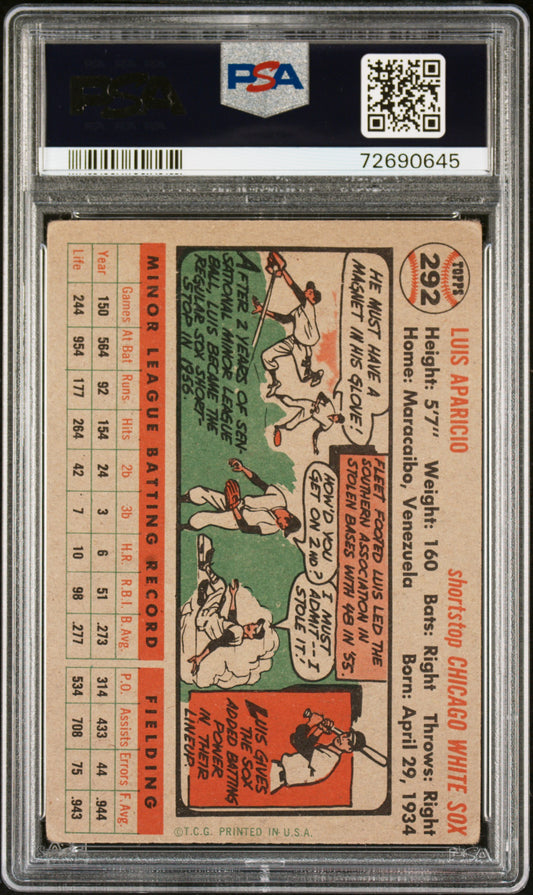 1956 TOPPS LUIS APARICIO #292 PSA 3 - Image 2