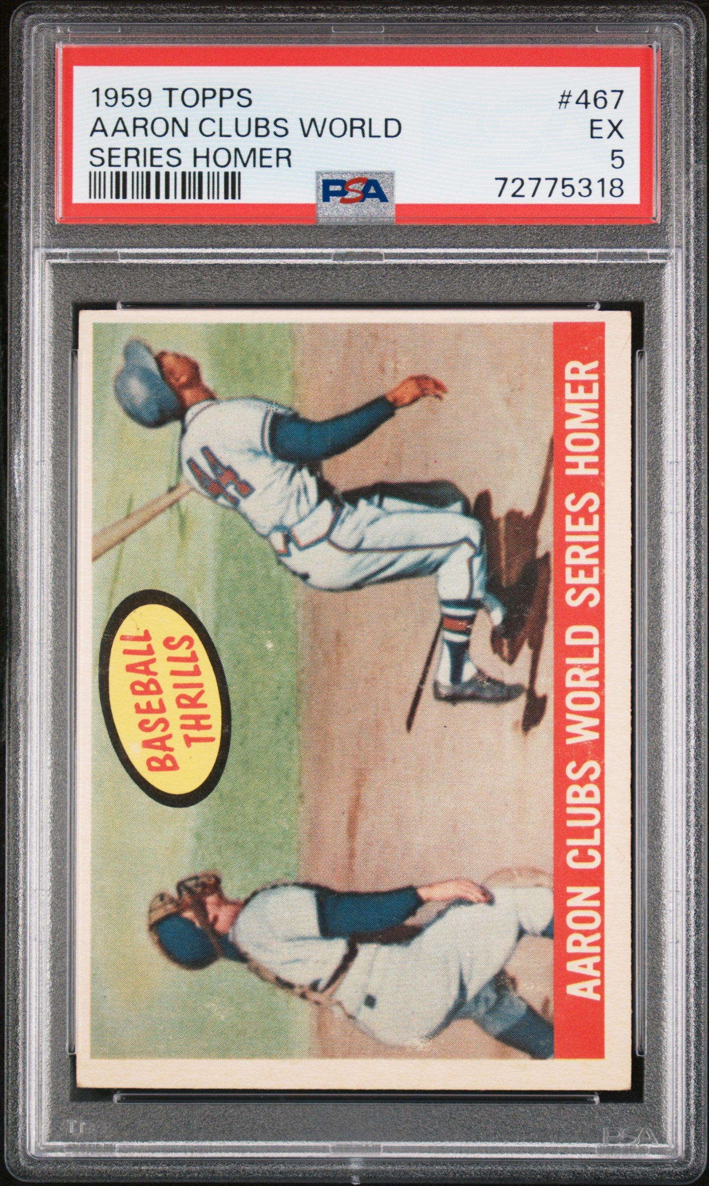 1959 TOPPS AARON CLUBS WORLD #467 PSA 5 - Image 2