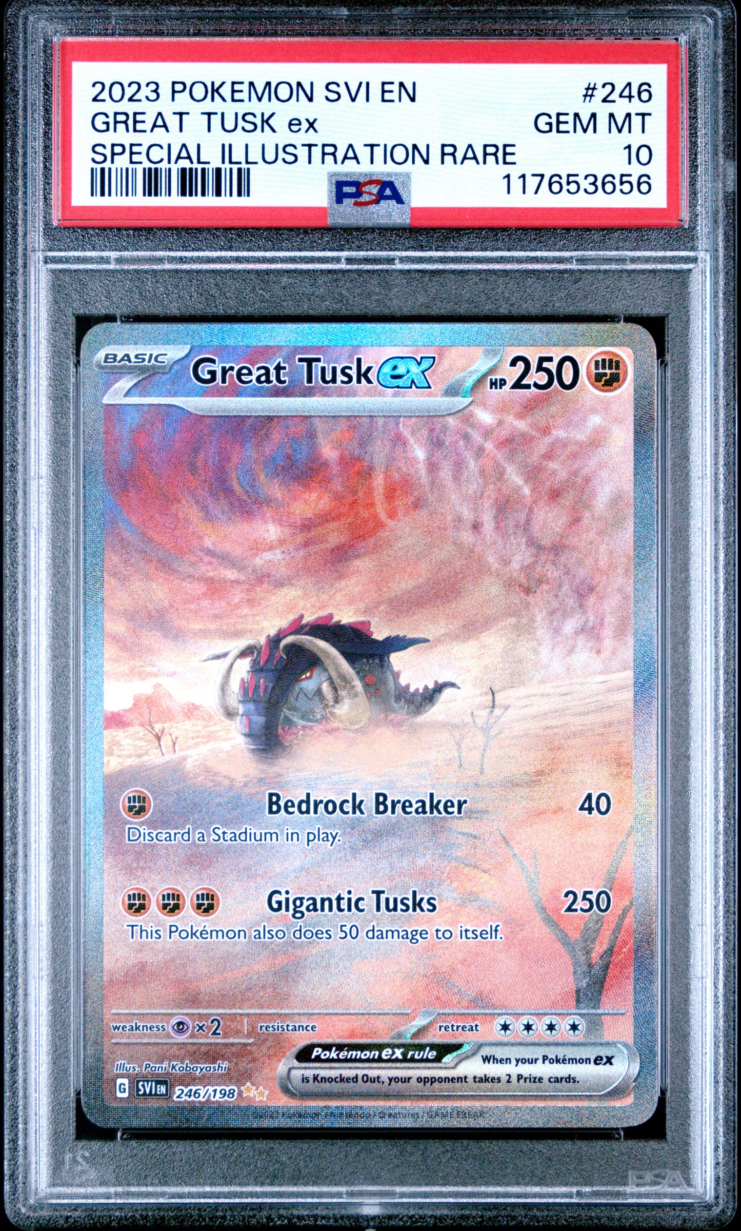2023 POKEMON SVI EN-SCARLET & VIOLET GREAT TUSK ex #246 PSA 10 - Image 2