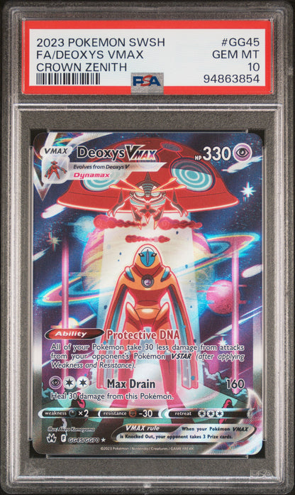 2023 POKEMON SWORD AND SHIELD CROWN ZENITH FA/DEOXYS VMAX #GG45 PSA 10 - Image 1