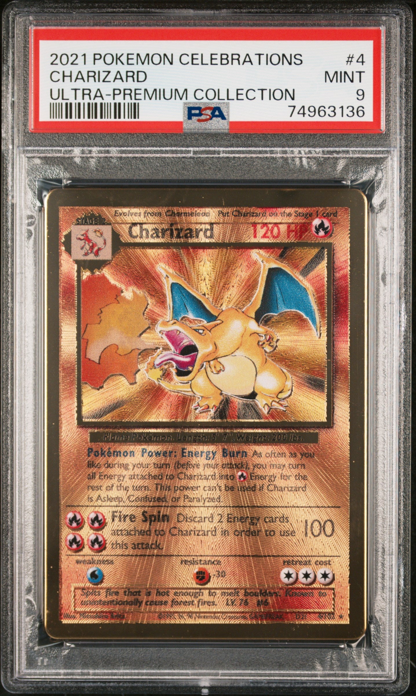 2021 POKEMON CELEBRATIONS ULTRA-PREMIUM COLLECTION CHARIZARD #4 PSA 9 - Image 1