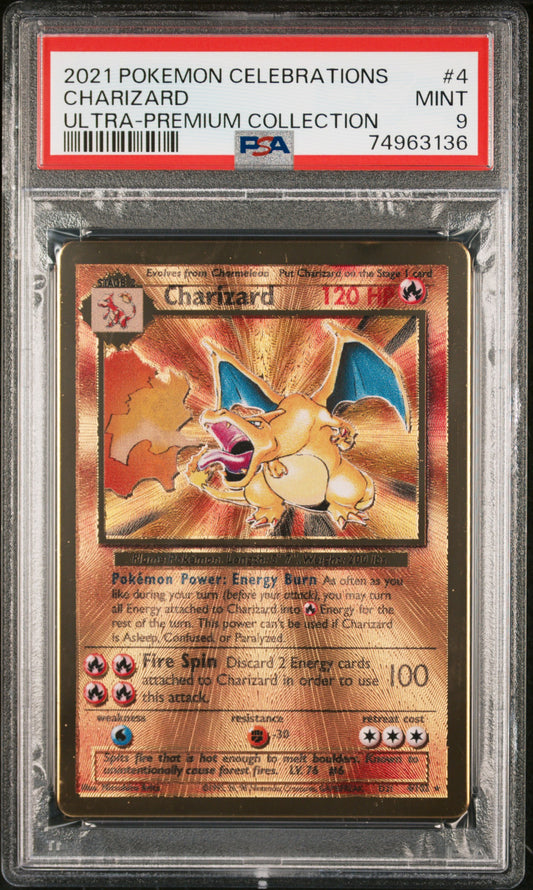 2021 POKEMON CELEBRATIONS ULTRA-PREMIUM COLLECTION CHARIZARD #4 PSA 9 - Image 1