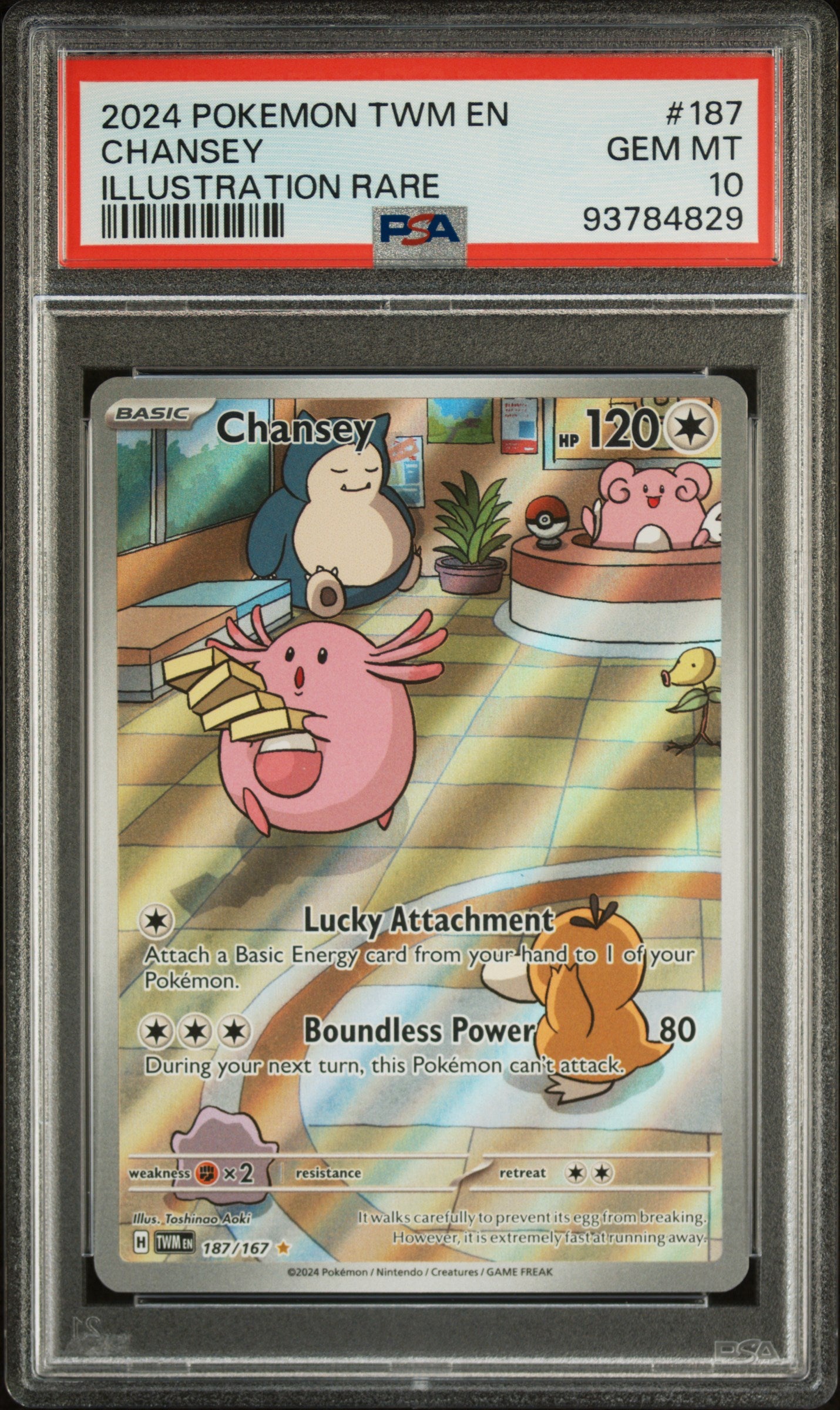 2024 POKEMON TWM EN-TWILIGHT MASQUERADE CHANSEY #187 PSA 10 - Image 1