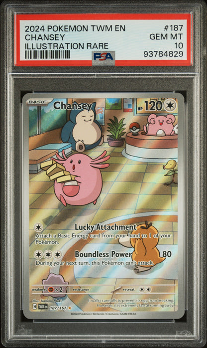 2024 POKEMON TWM EN-TWILIGHT MASQUERADE CHANSEY #187 PSA 10 - Image 1
