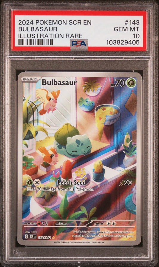 2024 POKEMON SCR EN-STELLAR CROWN BULBASAUR #143 PSA 10 - Image 1
