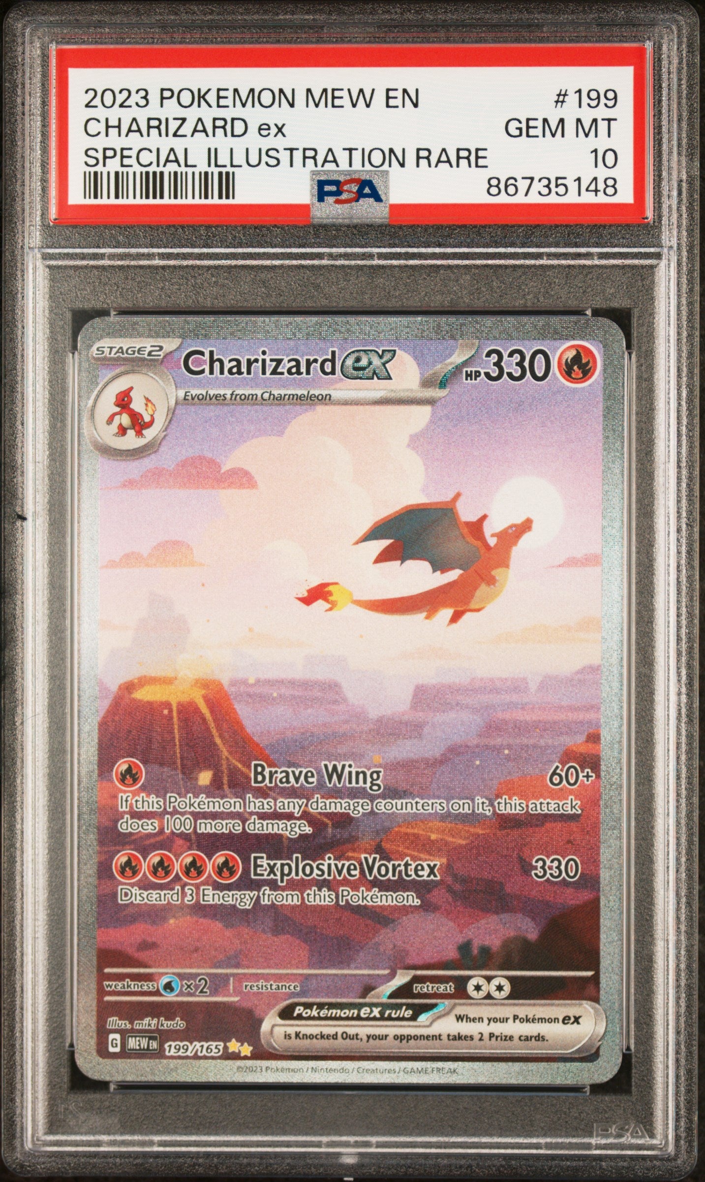 2023 POKEMON MEW EN-151 CHARIZARD ex #199 PSA 10 - Image 1