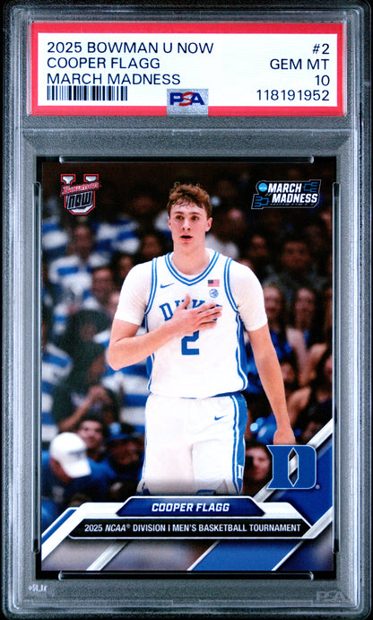 2025 BOWMAN U NOW MARCH MADNESS COOPER FLAGG #2 PSA 10 - Image 2