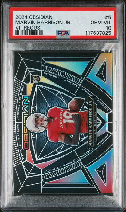 2024 PANINI OBSIDIAN VITREOUS MARVIN HARRISON JR. #5 PSA 10 - Image 1