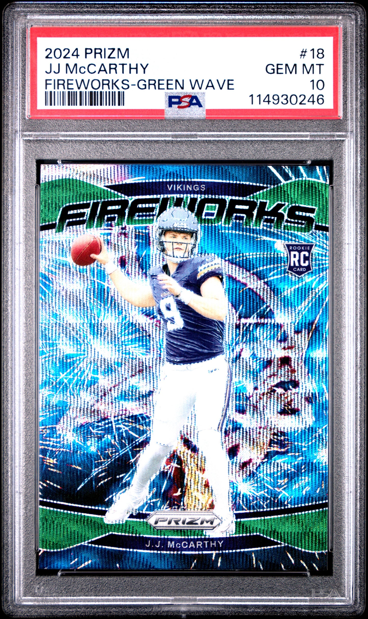 2024 PANINI PRIZM FIREWORKS JJ McCARTHY #18 PSA 10 - Image 2