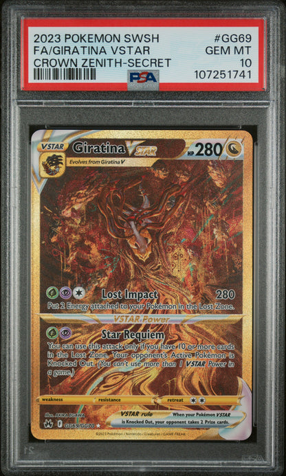 2023 POKEMON SWORD AND SHIELD CROWN ZENITH FA/GIRATINA VSTAR #GG69 PSA 10 - Image 1