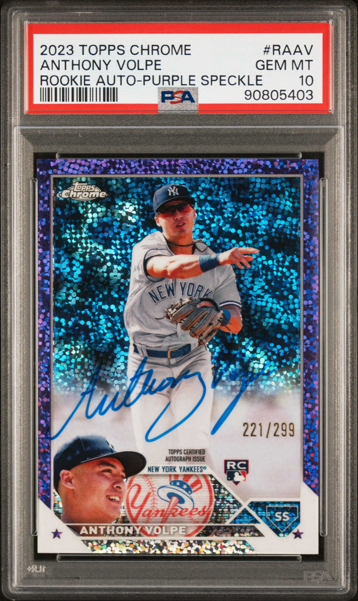 2023 TOPPS CHROME ROOKIE AUTOGRAPH ANTHONY VOLPE #RAAV PSA 10 - Image 1