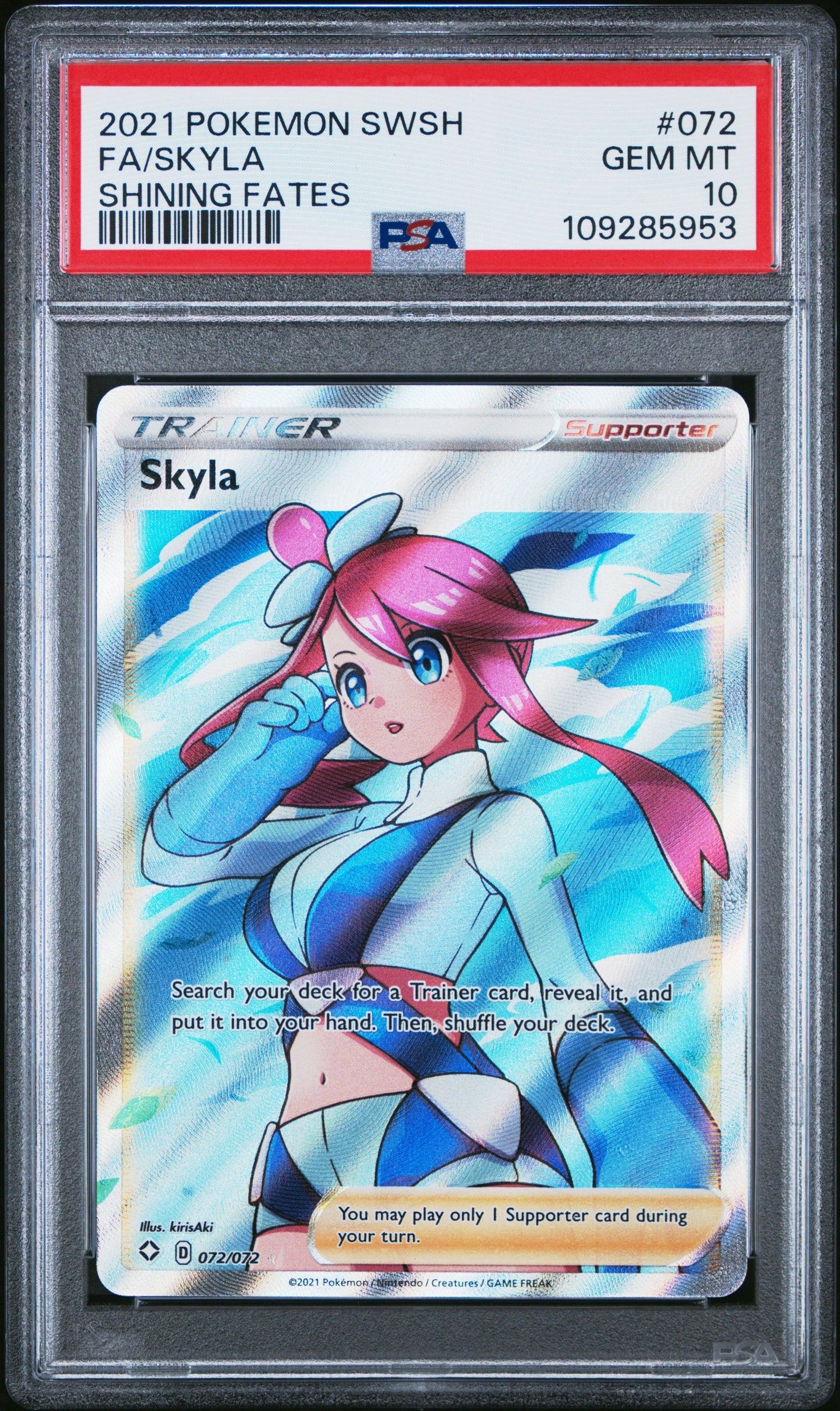 2021 POKEMON SWORD & SHIELD SHINING FATES FA/SKYLA #072 PSA 10 - Image 2