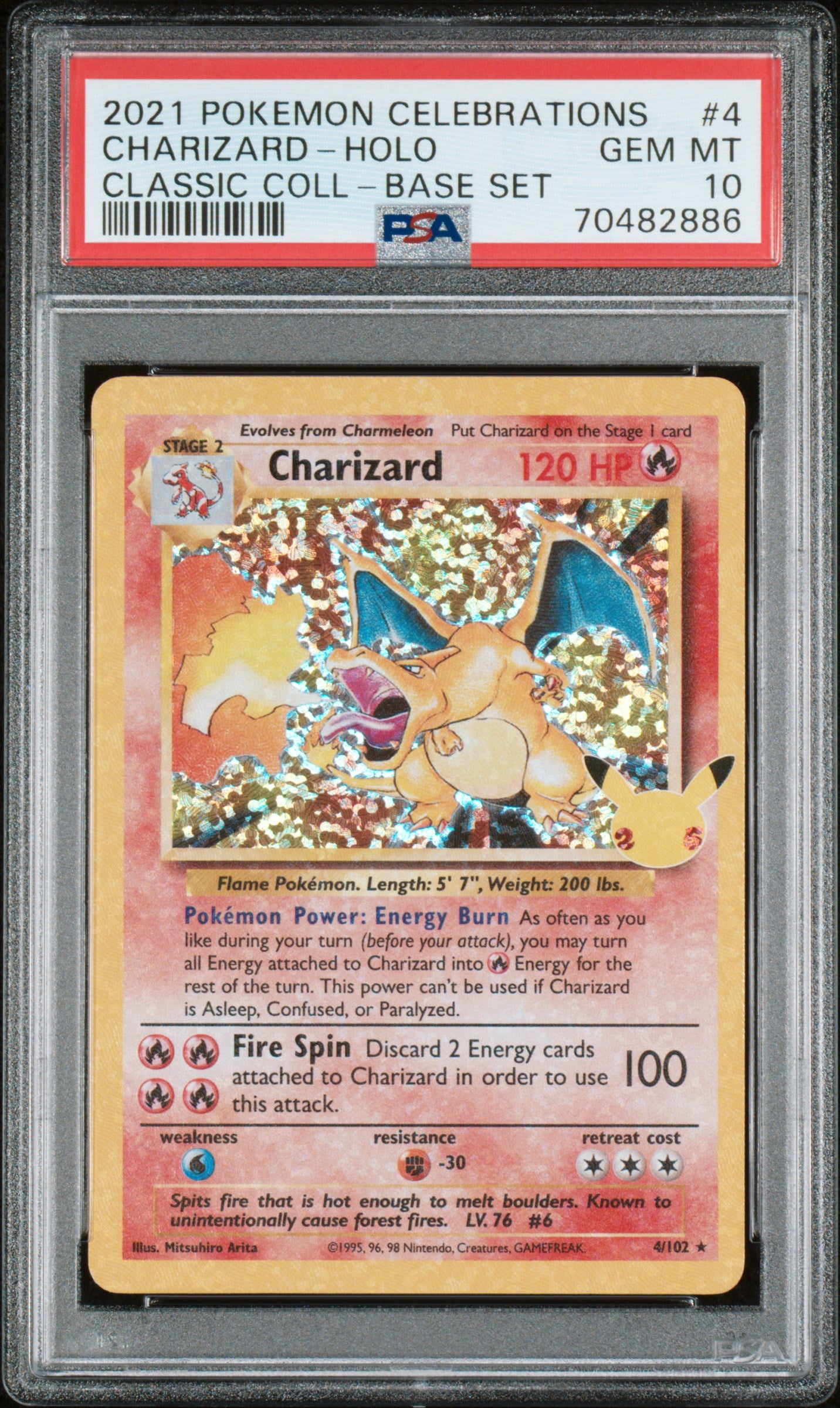 2021 POKEMON CELEBRATIONS CLASSIC COLLECTION CHARIZARD-HOLO #4 PSA 10 - Image 2
