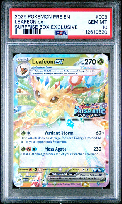 2025 POKEMON PRE EN-PRISMATIC EVOLUTIONS LEAFEON ex #006 PSA 10 - Image 2