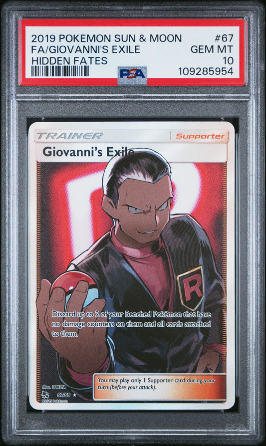 2019 POKEMON SUN & MOON HIDDEN FATES FA/GIOVANNI'S EXILE #67 PSA 10 - Image 1