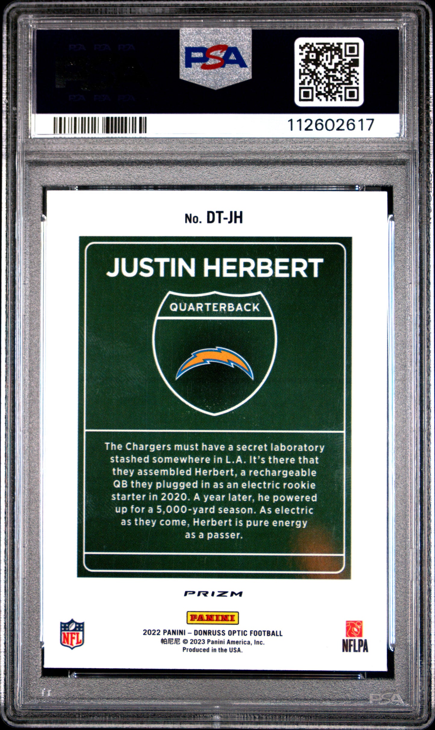 2022 PANINI DONRUSS OPTIC DOWNTOWN JUSTIN HERBERT #DTJH PSA 9 - Image 1