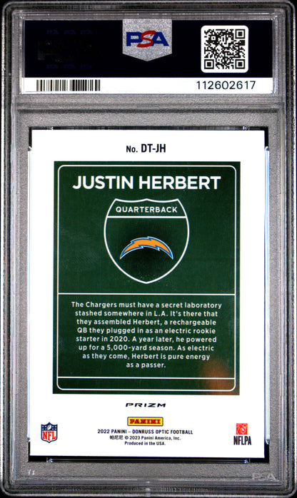 2022 PANINI DONRUSS OPTIC DOWNTOWN JUSTIN HERBERT #DTJH PSA 9 - Image 1