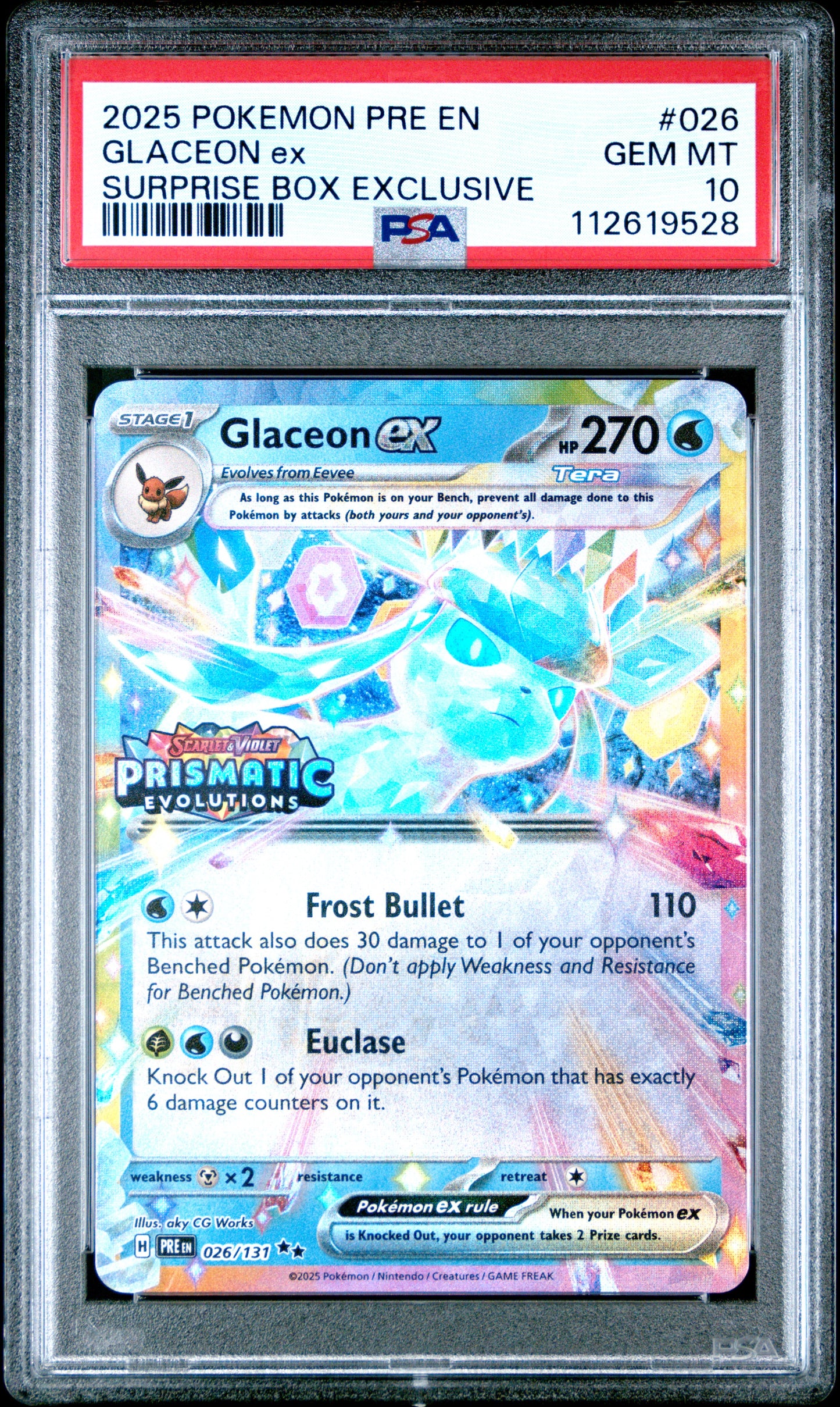 2025 POKEMON PRE EN-PRISMATIC EVOLUTIONS GLACEON ex #026 PSA 10 - Image 2