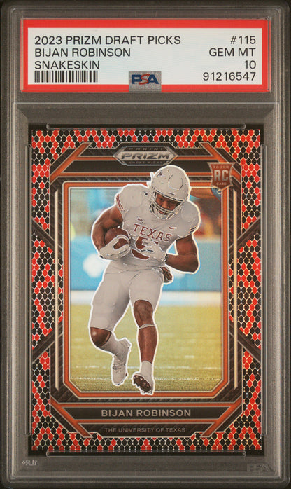 2023 PANINI PRIZM DRAFT PICKS BIJAN ROBINSON #115 PSA 10 - Image 1