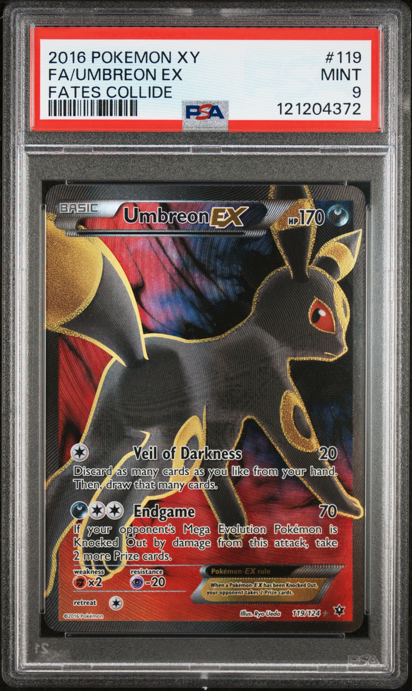 2016 POKEMON XY FATES COLLIDE FA/UMBREON EX #119 PSA 9 - Image 1