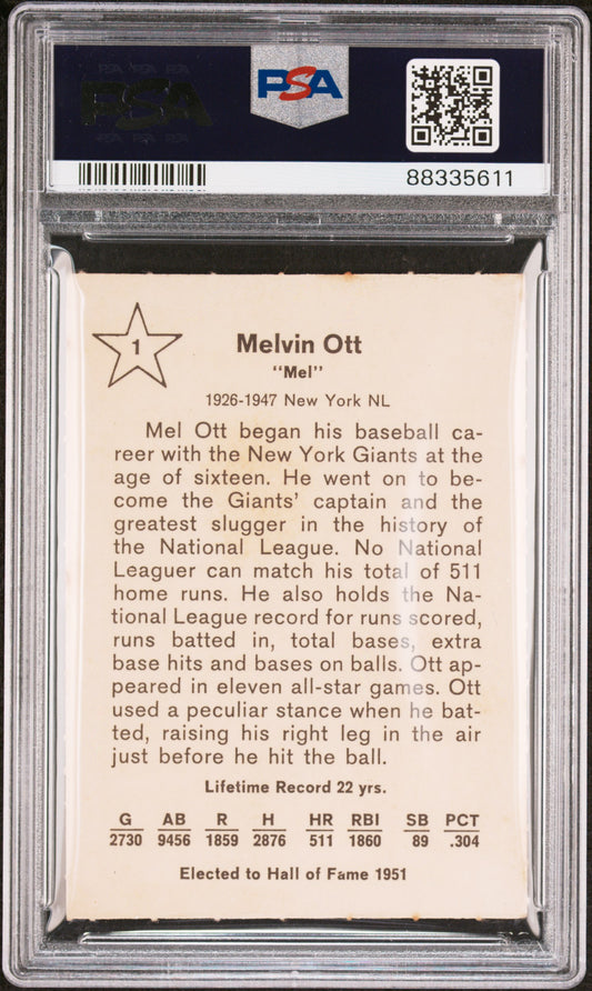 1961 GOLDEN PRESS MEL OTT #1 PSA 5 - Image 2