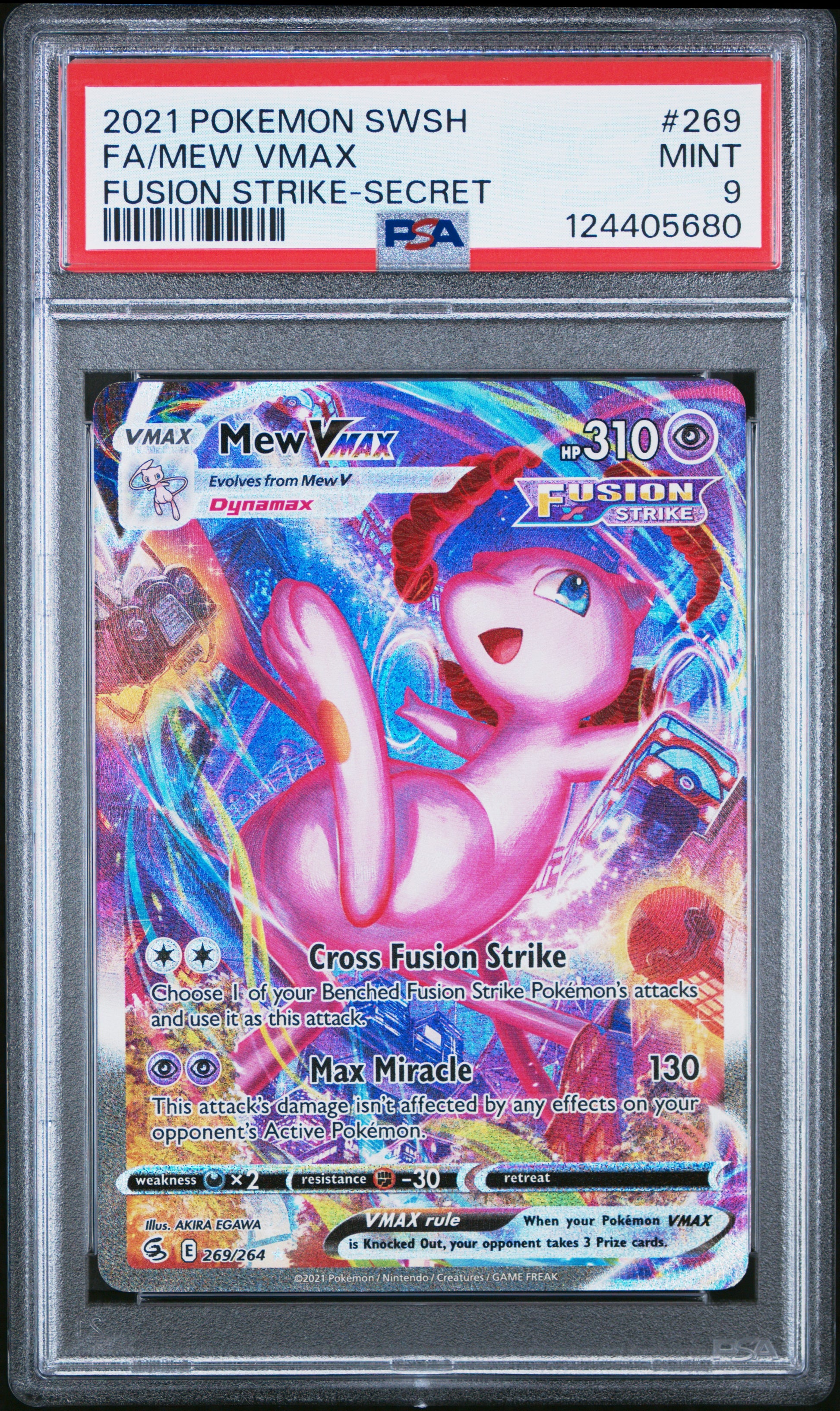 2021 POKEMON SWORD & SHIELD FUSION STRIKE FA/MEW VMAX #269 PSA 9 - Image 2