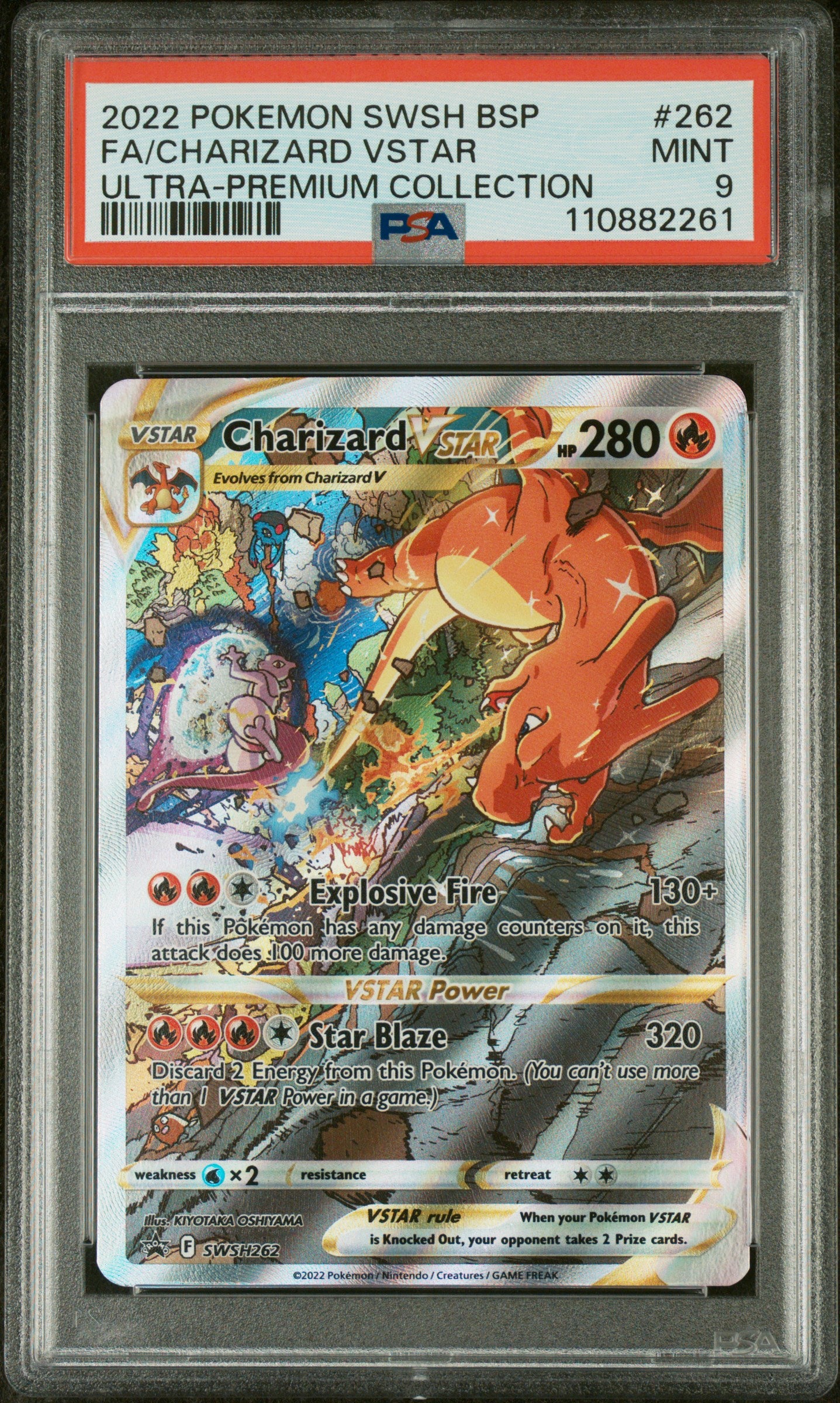 2022 POKEMON SWSH BLACK STAR PROMO FA/CHARIZARD VSTAR #262 PSA 9 - Image 2