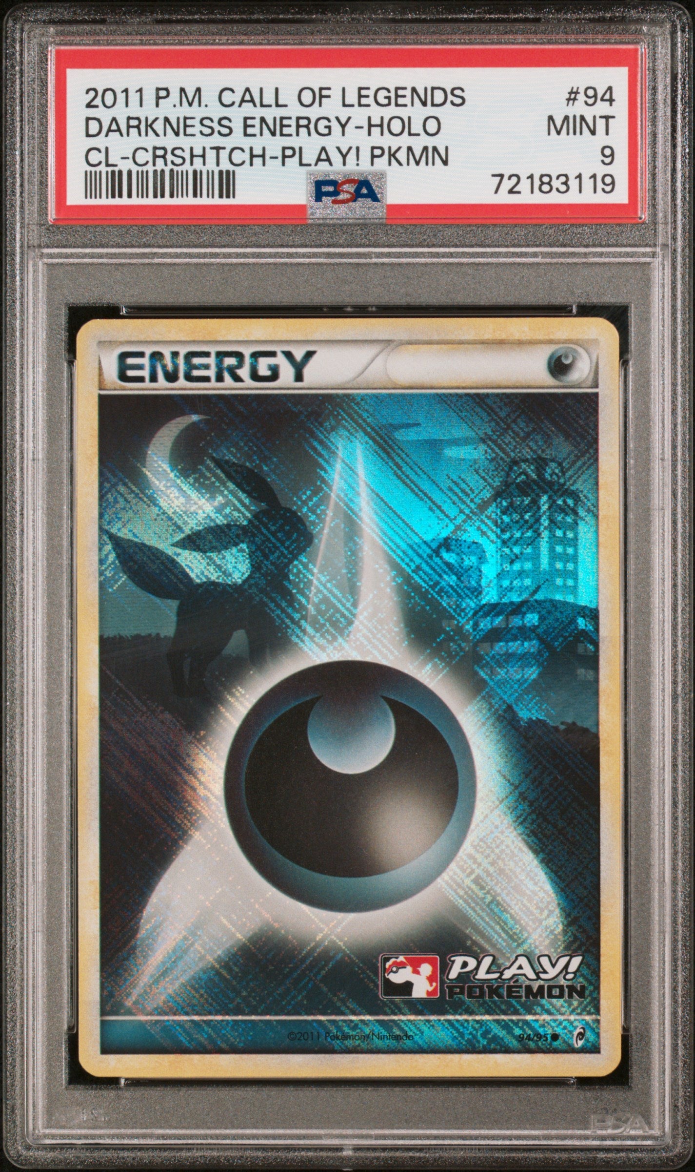 2011 POKEMON CALL OF LEGENDS DARKNESS ENERGY-HOLO #94 PSA 9 - Image 1