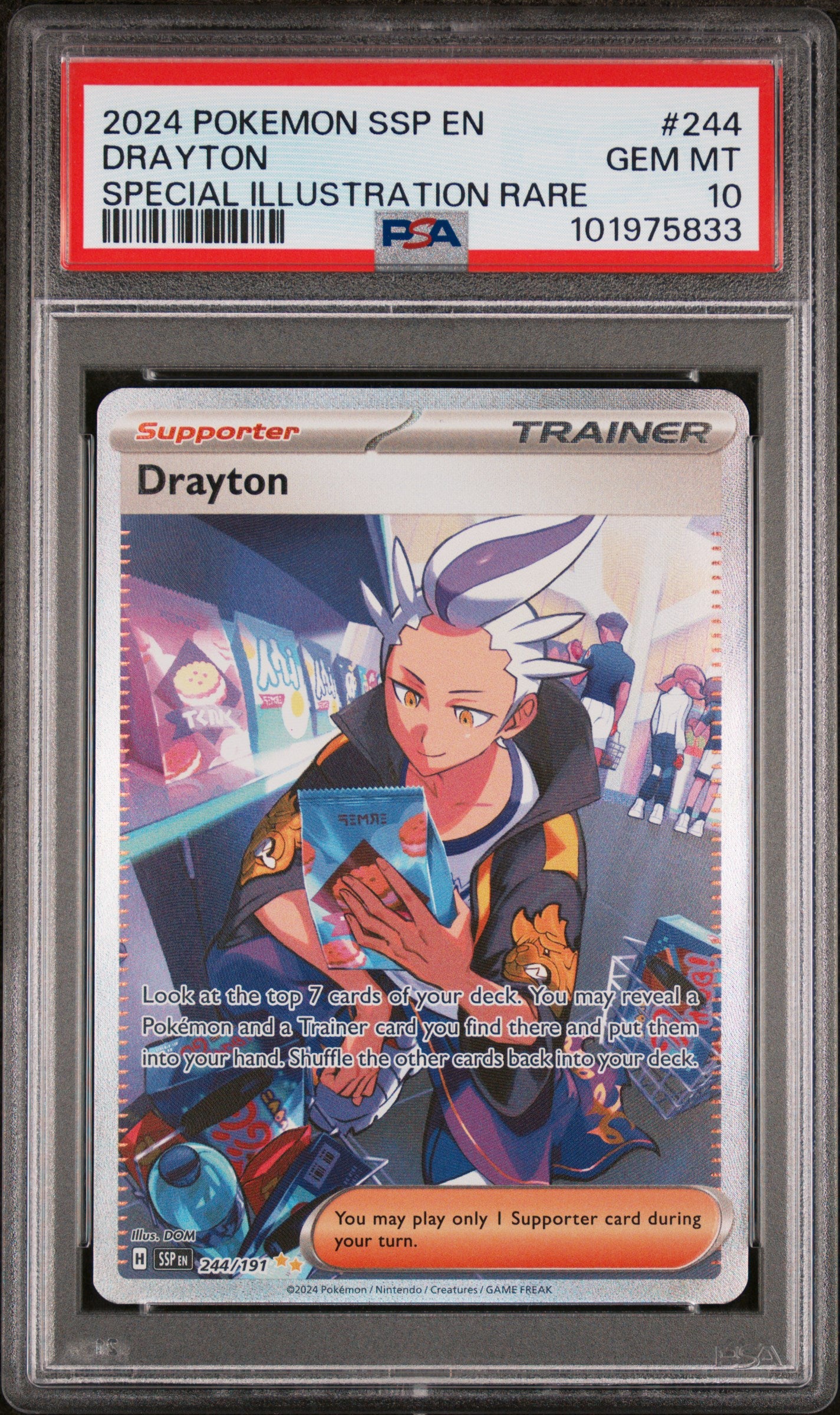 2024 POKEMON SSP EN-SURGING SPARKS DRAYTON #244 PSA 10 - Image 1