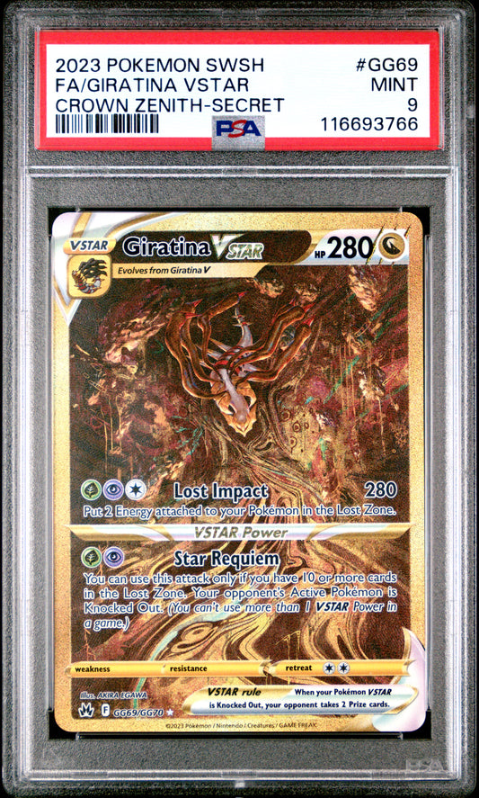 2023 POKEMON SWORD AND SHIELD CROWN ZENITH FA/GIRATINA VSTAR #GG69 PSA 9 - Image 1