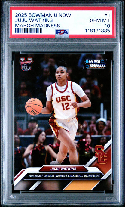 2025 BOWMAN U NOW MARCH MADNESS JUJU WATKINS #1 PSA 10 - Image 2