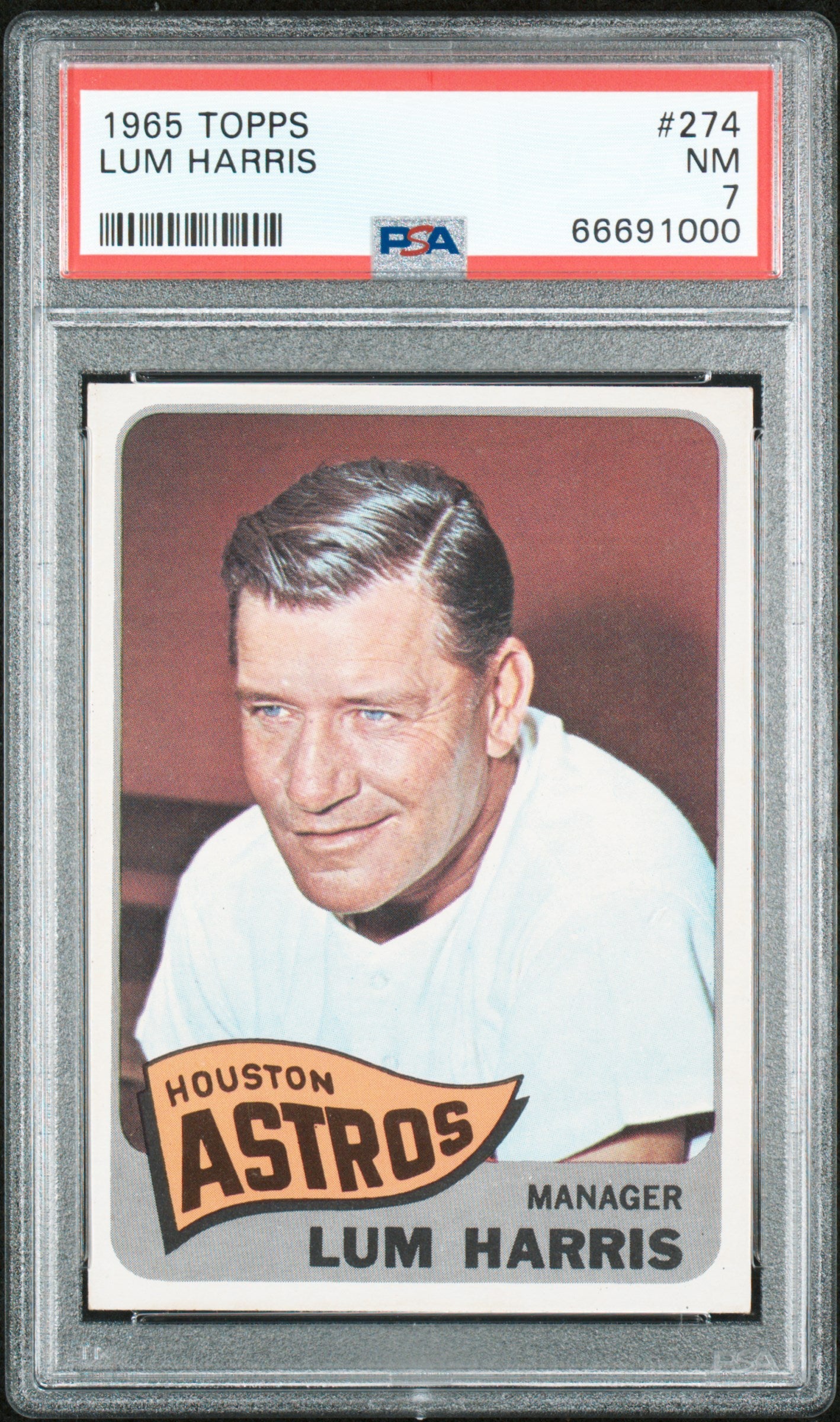 1965 TOPPS LUM HARRIS #274 PSA 7 - Image 1