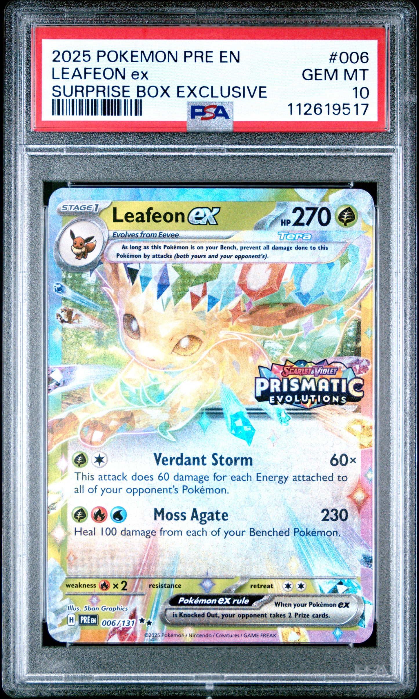 2025 POKEMON PRE EN-PRISMATIC EVOLUTIONS LEAFEON ex #006 PSA 10 - Image 1