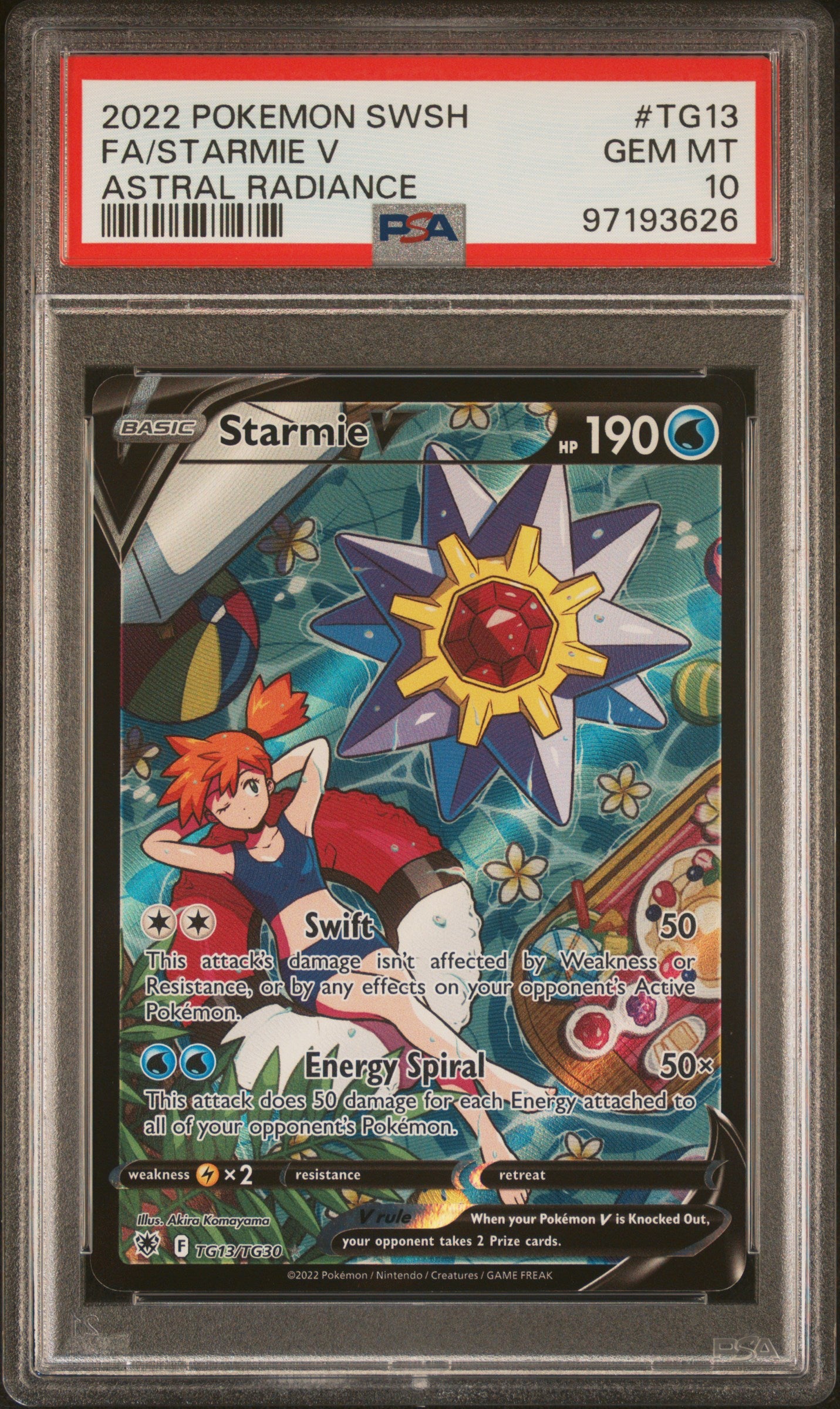 2022 POKEMON SWORD & SHIELD ASTRAL RADIANCE FA/STARMIE V #TG13 PSA 10 - Image 2