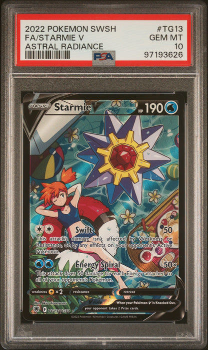 2022 POKEMON SWORD & SHIELD ASTRAL RADIANCE FA/STARMIE V #TG13 PSA 10 - Image 2