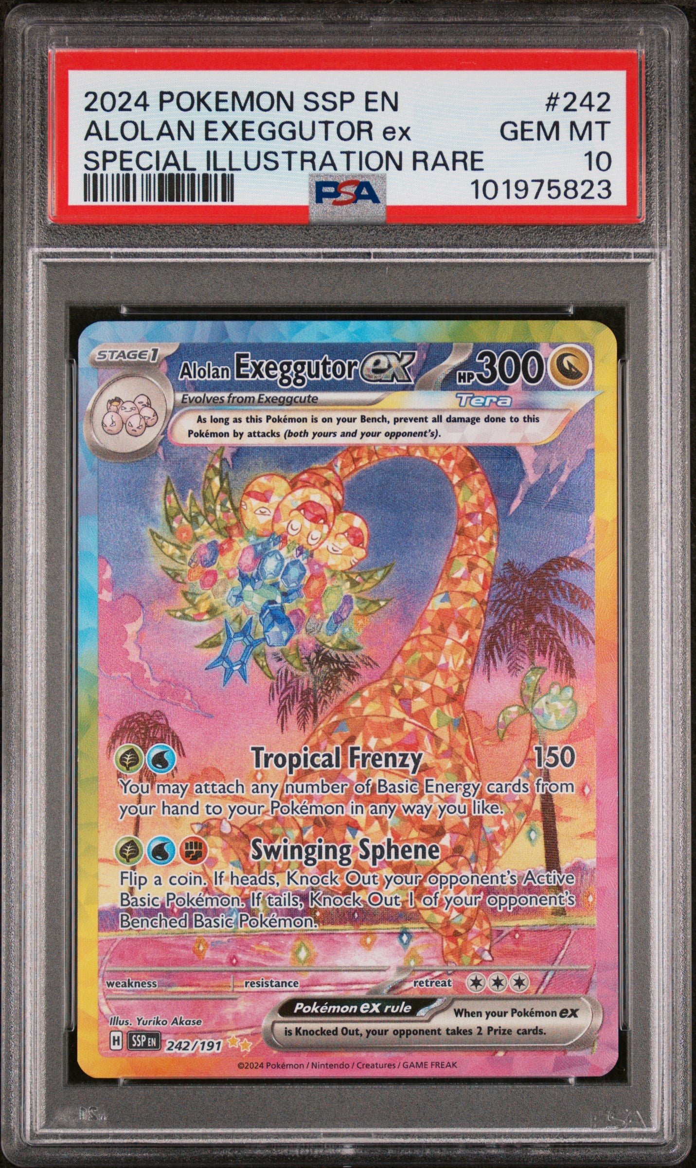 2024 POKEMON SSP EN-SURGING SPARKS ALOLAN EXEGGUTOR ex #242 PSA 10 - Image 1