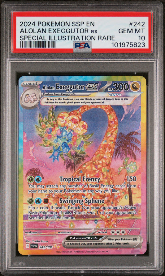 2024 POKEMON SSP EN-SURGING SPARKS ALOLAN EXEGGUTOR ex #242 PSA 10 - Image 1