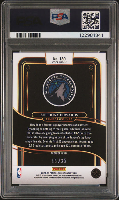 2024 PANINI SELECT ANTHONY EDWARDS #130 PSA 9 - Image 2