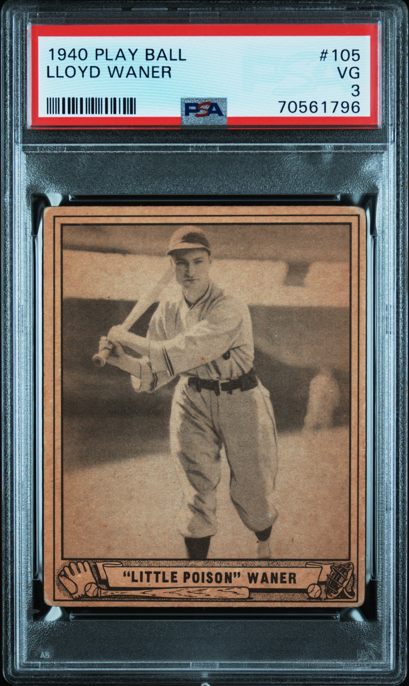 1940 PLAY BALL LLOYD WANER #105 PSA 3 - Image 1