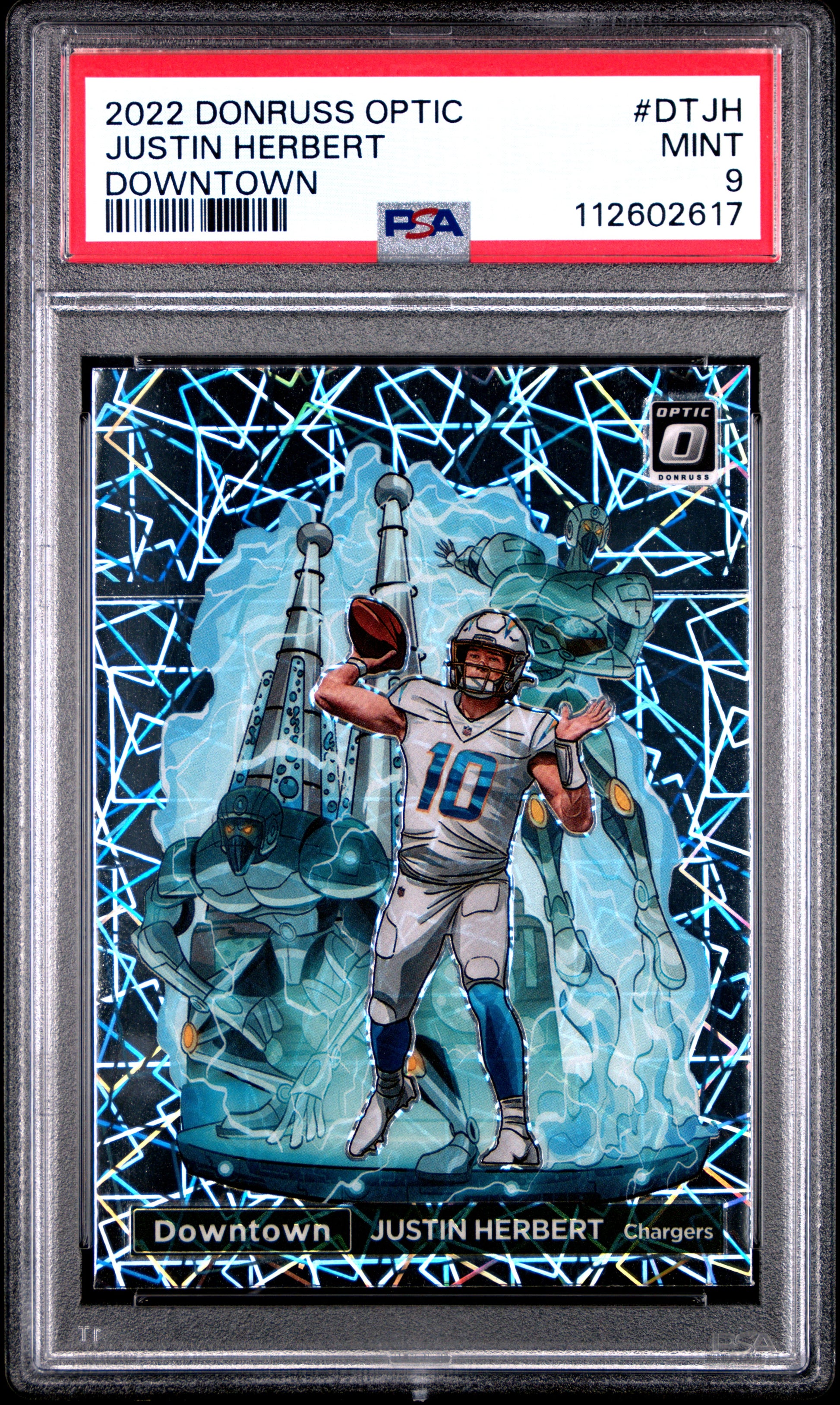 2022 PANINI DONRUSS OPTIC DOWNTOWN JUSTIN HERBERT #DTJH PSA 9 - Image 2