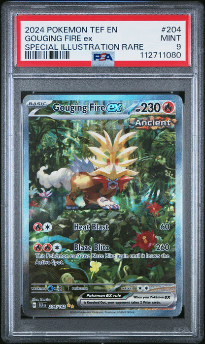 2024 POKEMON TEF EN-TEMPORAL FORCES GOUGING FIRE ex #204 PSA 9 - Image 2