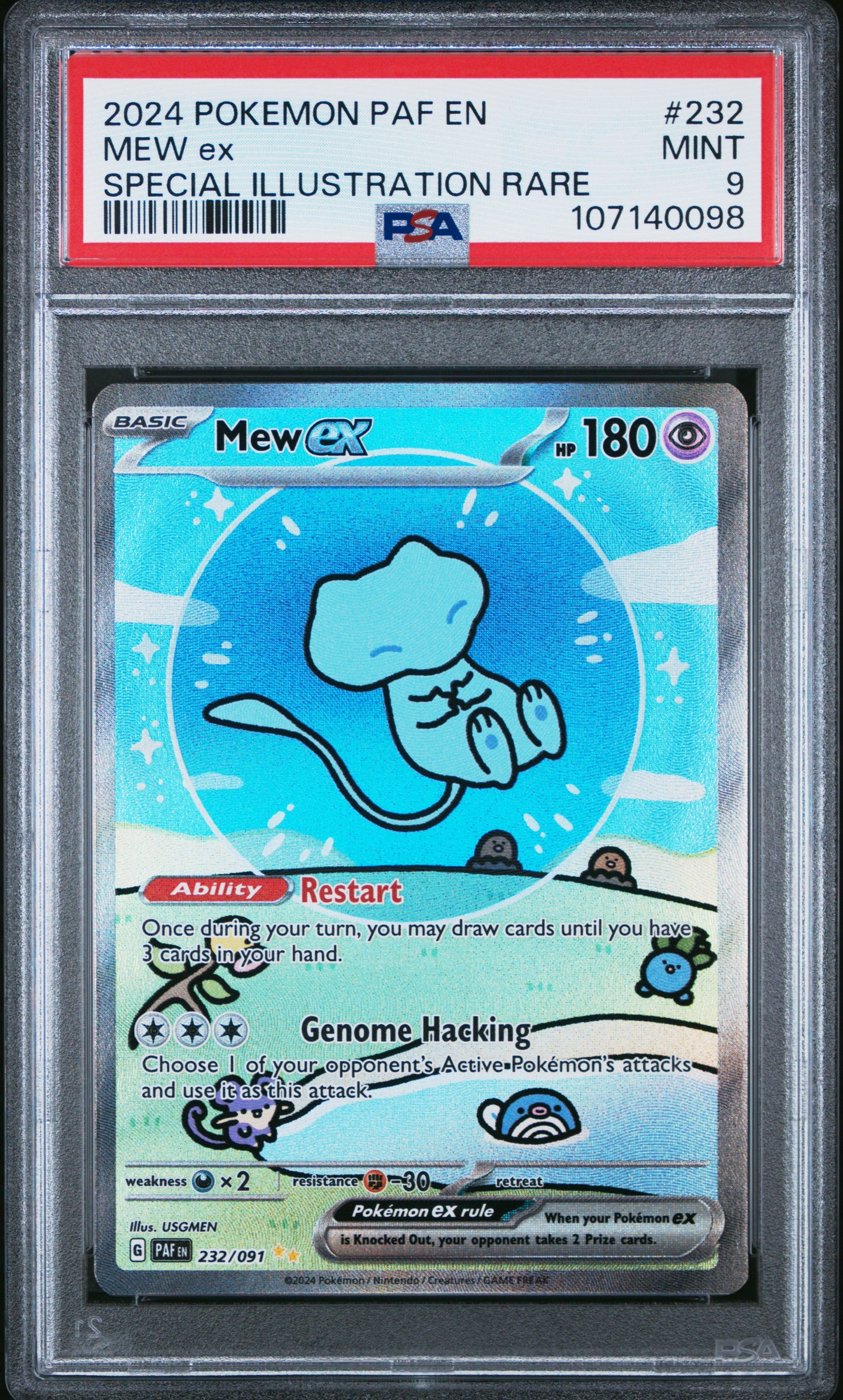 2024 POKEMON PAF EN-PALDEAN FATES MEW ex #232 PSA 9 - Image 1