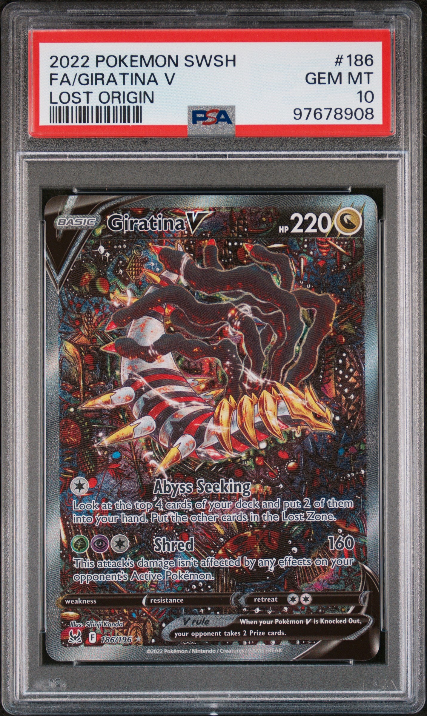 2022 POKEMON SWORD & SHIELD LOST ORIGIN FA/GIRATINA V #186 PSA 10 - Image 1