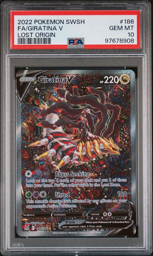 2022 POKEMON SWORD & SHIELD LOST ORIGIN FA/GIRATINA V #186 PSA 10 - Image 1