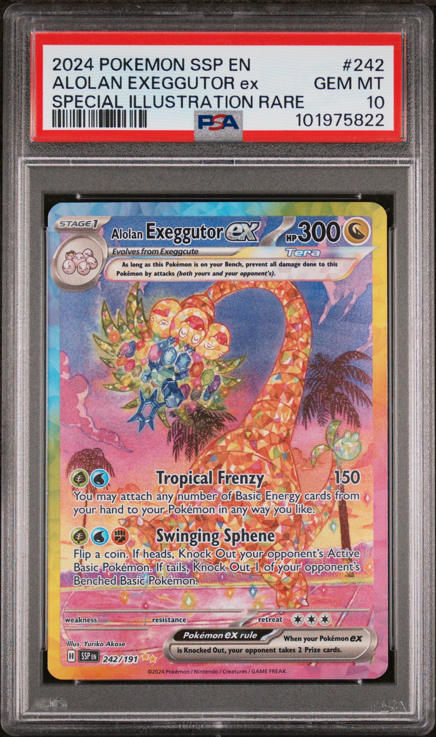 2024 POKEMON SSP EN-SURGING SPARKS ALOLAN EXEGGUTOR ex #242 PSA 10 - Image 1