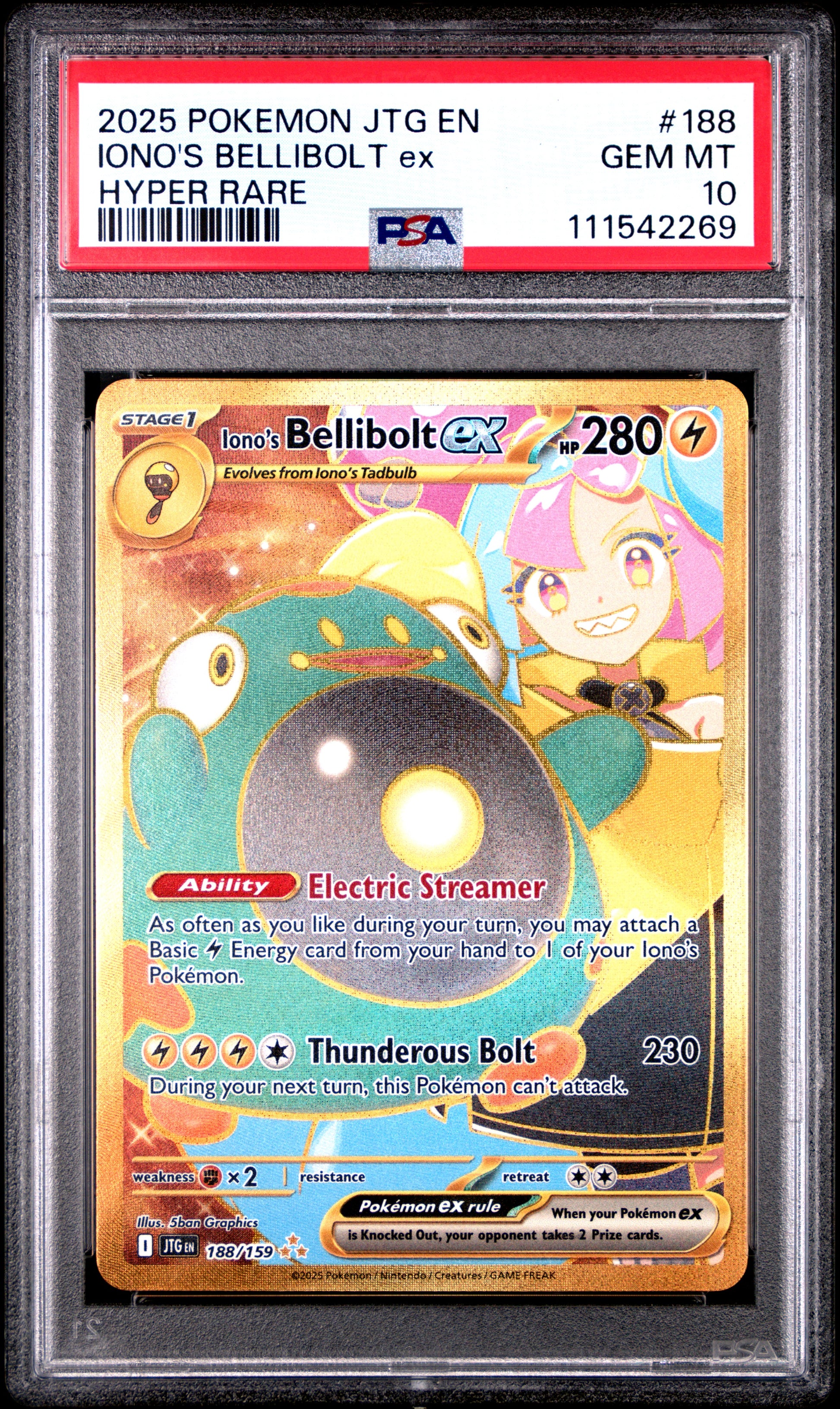 2025 POKEMON JTG EN-JOURNEY TOGETHER IONO'S BELLIBOLT ex #188 PSA 10 - Image 2